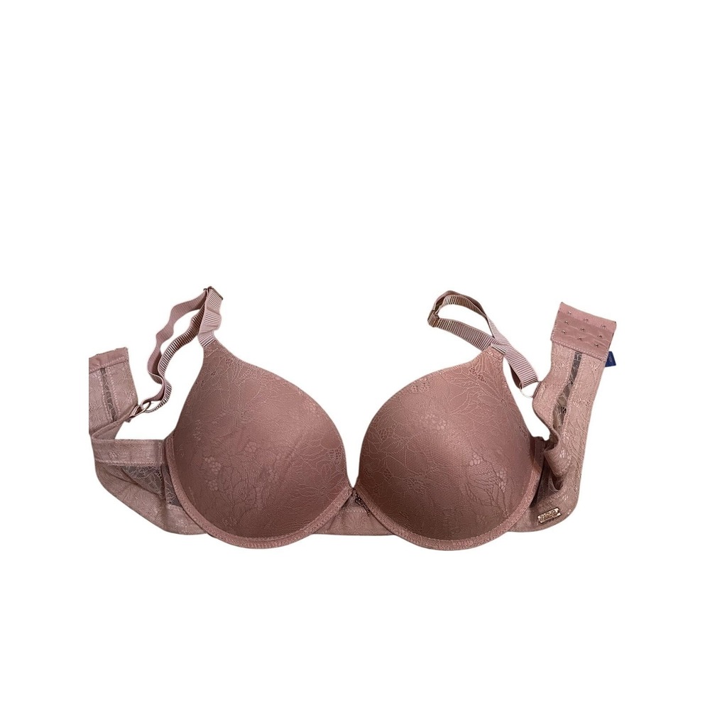 Rachel Bra Womens 40C Pink Lace‎ Underwire Push Up Padded Balconette Adjustable